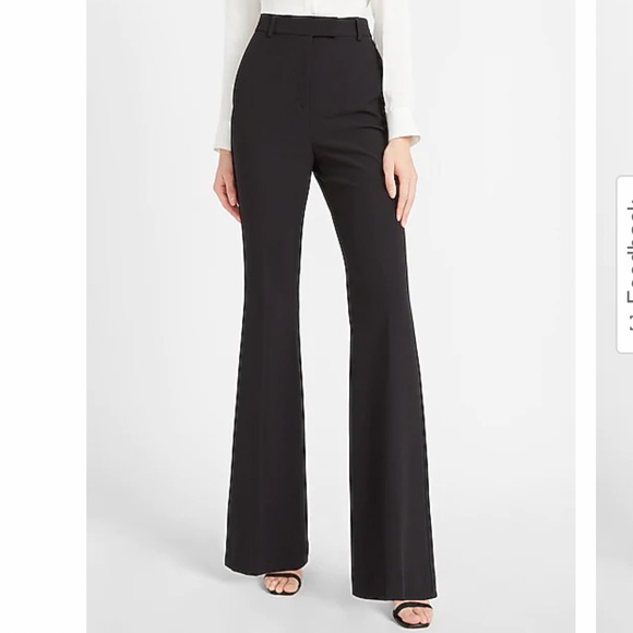 EXPRESS SUPER HIGH WAISTED SUPER SOFT TWILL SIDE TAB FLARE PANT - Picture 1 of 4